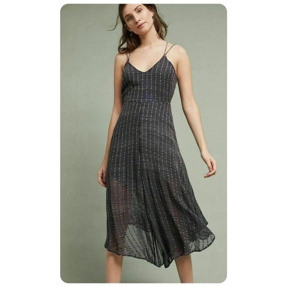 Navy Blue Spaghetti-Strap Midi Jumpsuit Free People